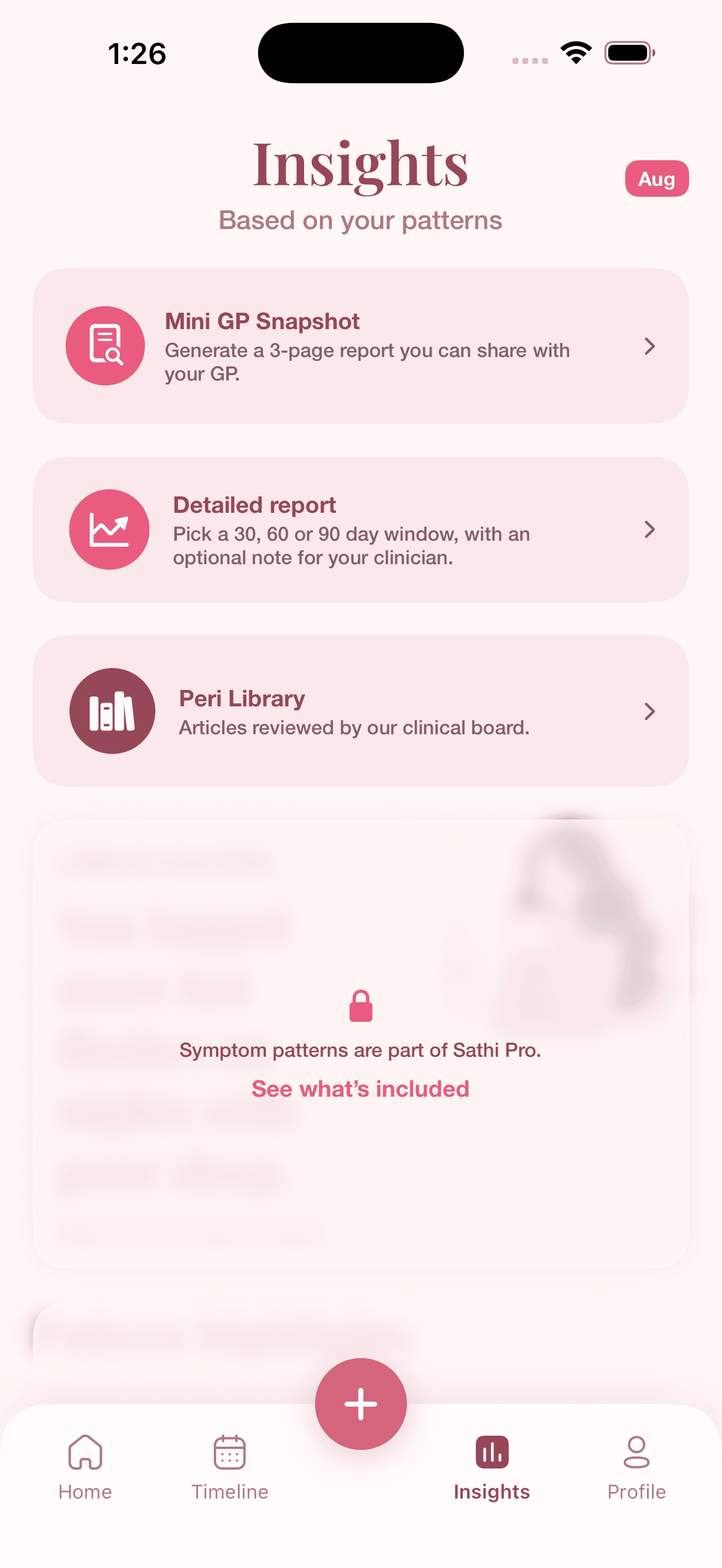 Sathi's insights screen, showing that hot flashes were logged on 85 of 137 days that also had poor sleep.